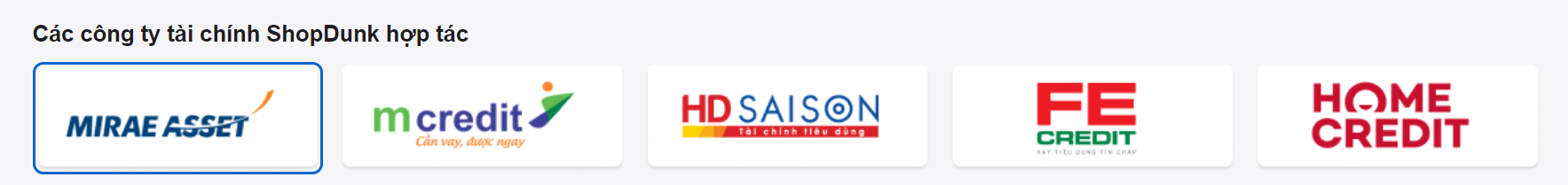 ShopDunk hỗ trợ trả góp qua 5 công ty tài chính